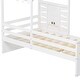 preview thumbnail 12 of 24, Twin Size Platform Bed Frame with Guardrails, Cute Kids House Bed With Drawers, Roof and Window