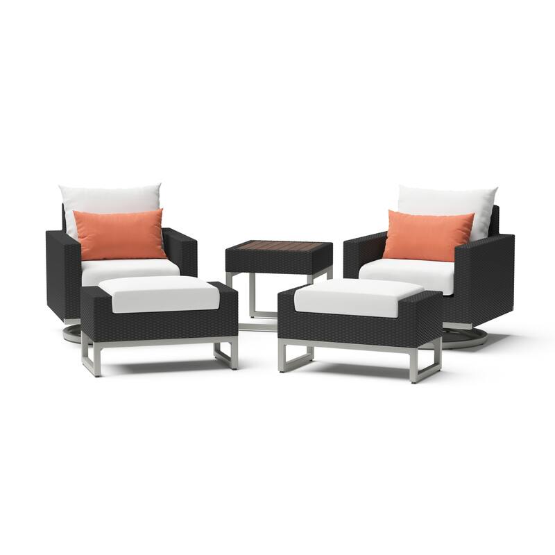 Milo Espresso 5 Piece Sunbrella Outdoor Patio Motion Club Set