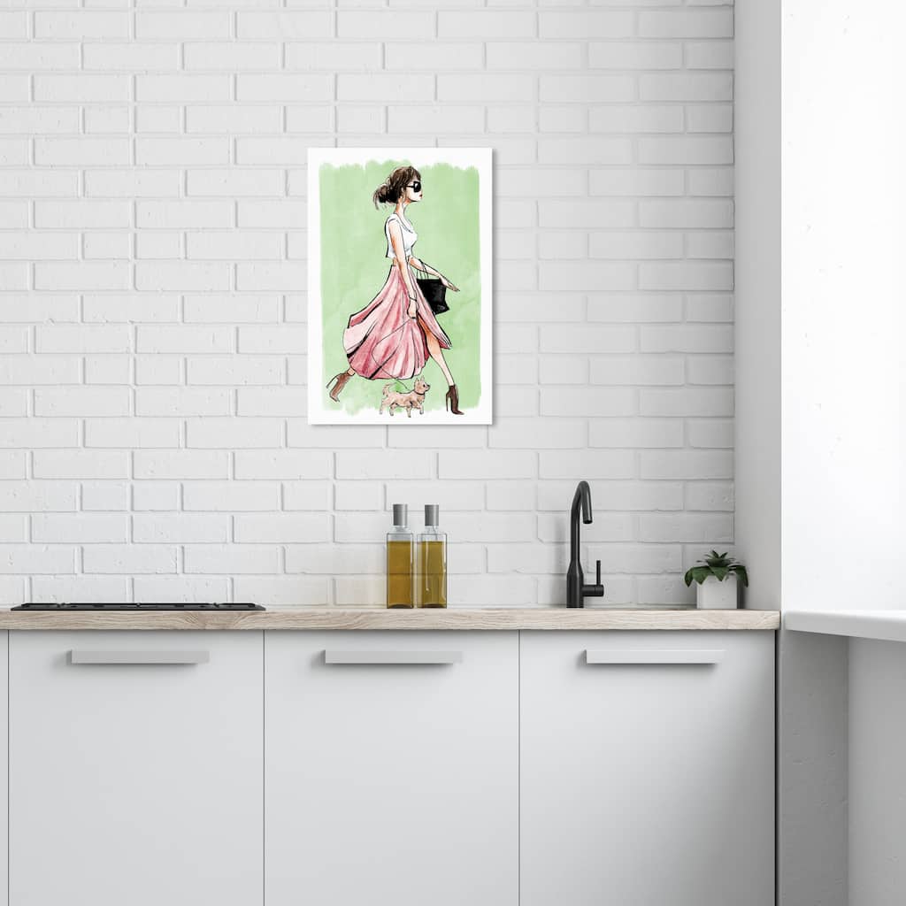 Wynwood Studio Canvas Fashion and Glam Dog Walk Couture Green Green and Light Green Glam Wall Art Canvas Print