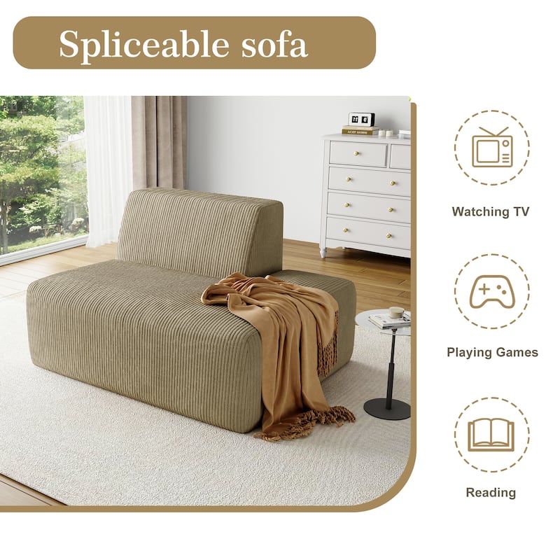 UIXE 50.7" W Soft Corduroy Sofa Chair Comfortable Lounge Chair For Indoor Space - 50.7" W x 31.8 H" 35.3 D"