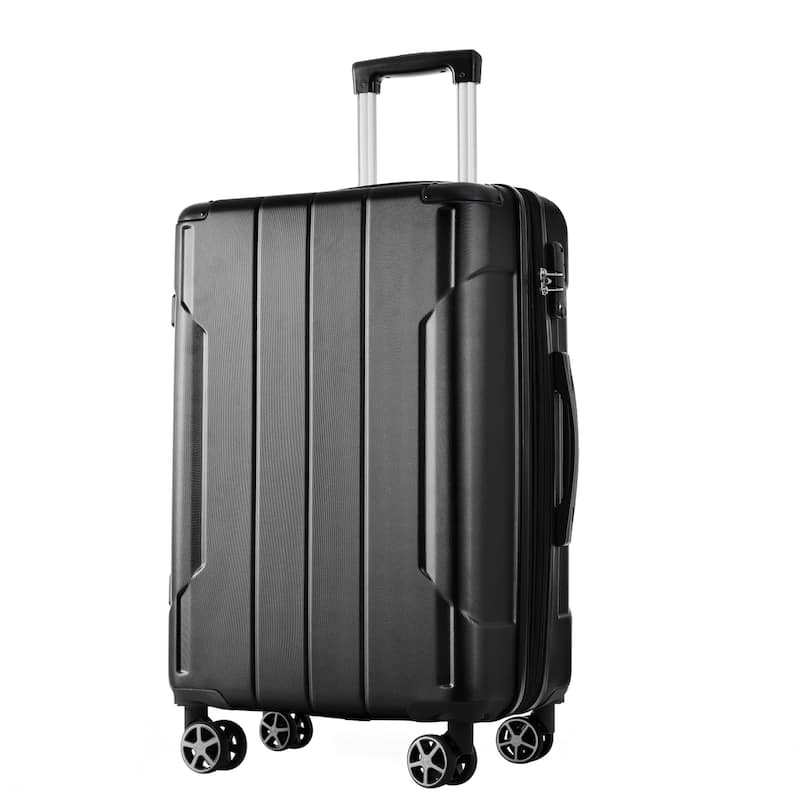 Hardshell Luggage, Lightweight Durable ABS Suitcases with Double Wheels - Black