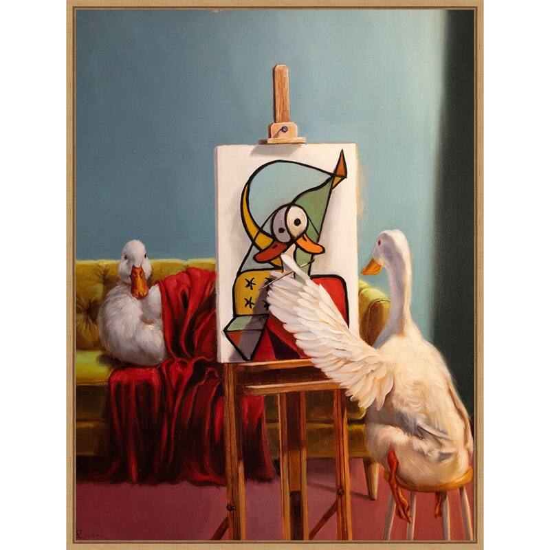 Duckcasso by Lucia Heffernan Framed Canvas Wall Art Print - Sylvie Natural