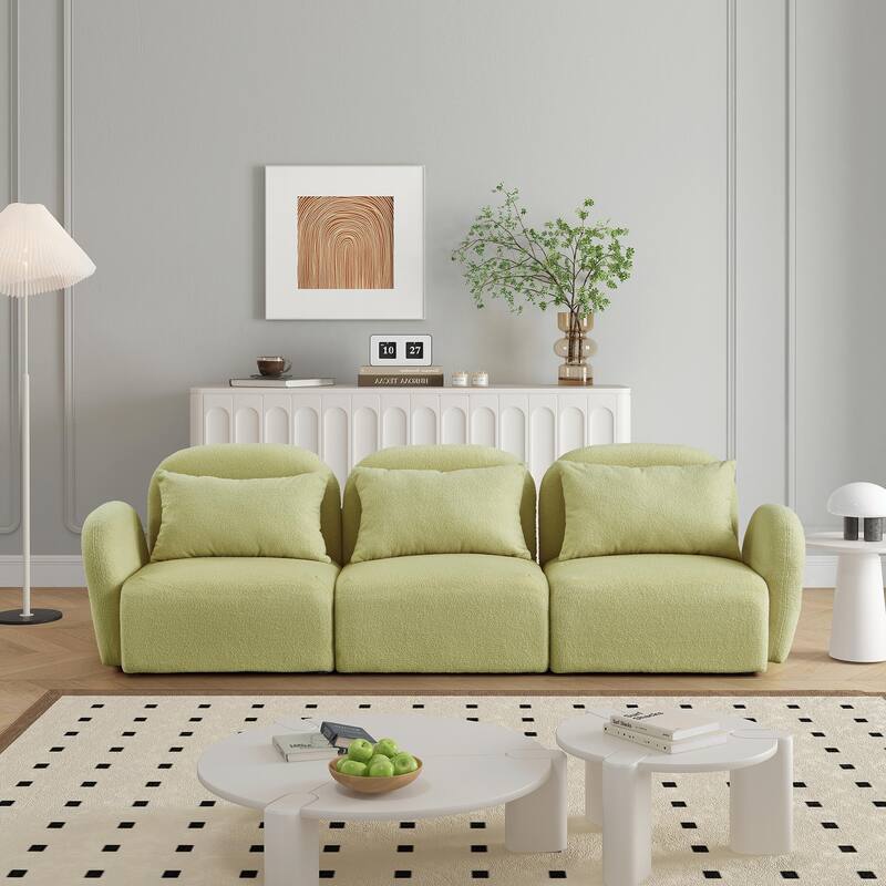 Teddy Fabric Three-Seat Lazy Sofa for Living Room
