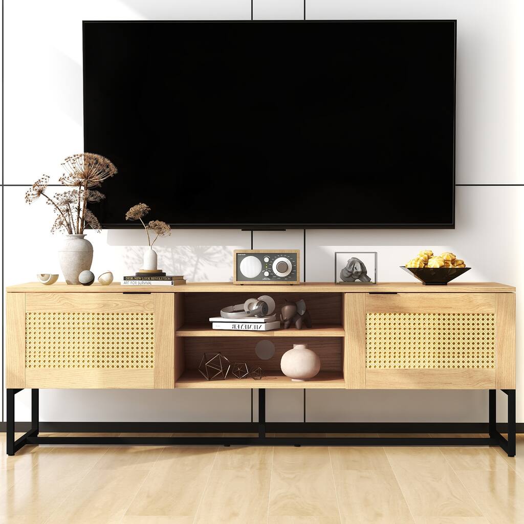 Thea 60" Wicker TV Stand with Large Storage Space - 59"L x15.7"W x19.7"H