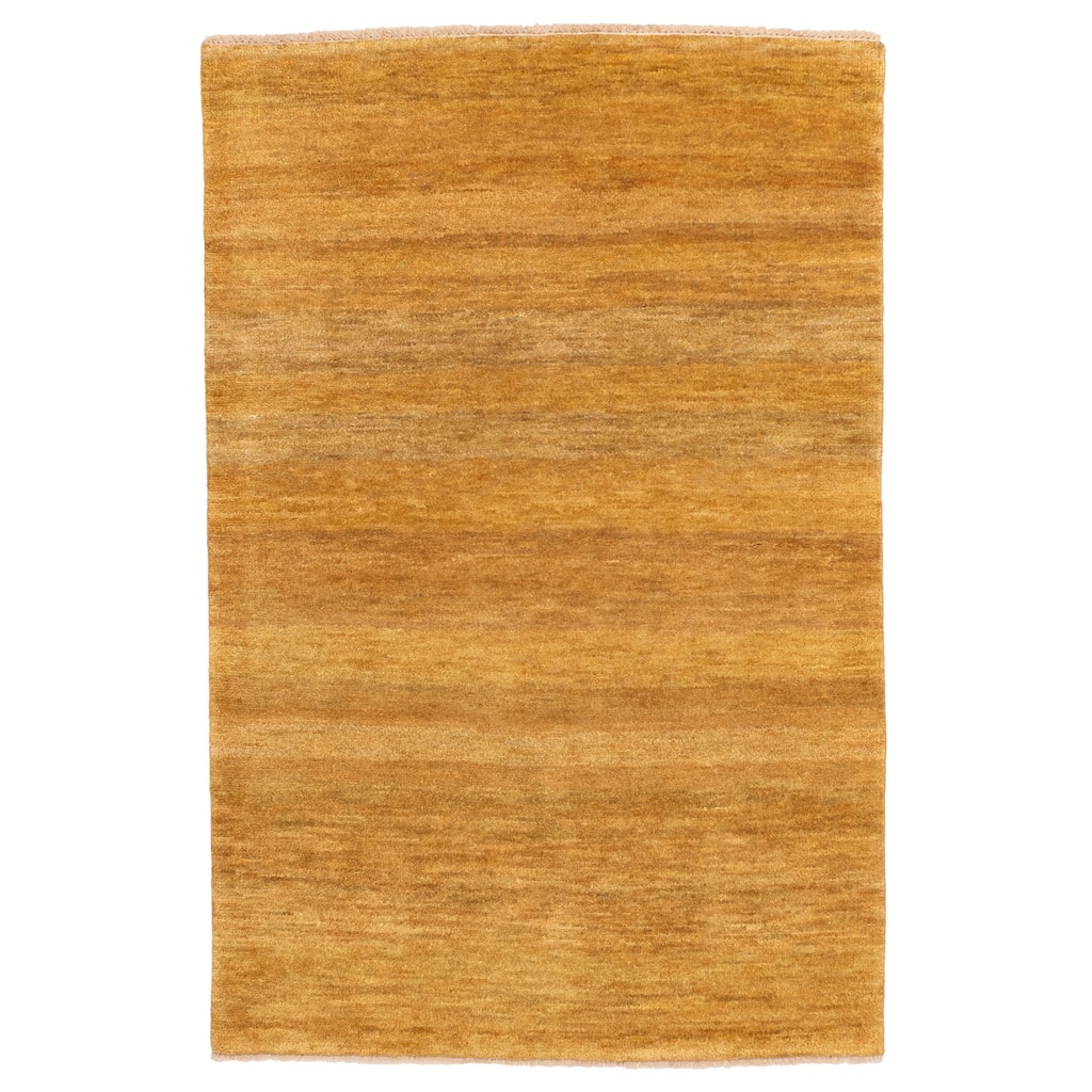 ECARPETGALLERY Hand-knotted Pak Finest Gabbeh Dark Gold Wool Rug - 3'11 x 5'11