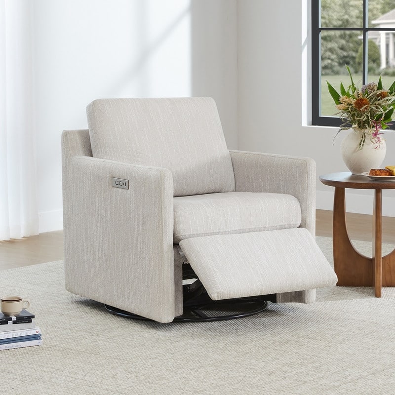 Spruce & Spring Nora Power Swivel Accent Chair Wall Hugger with Electric Footrests