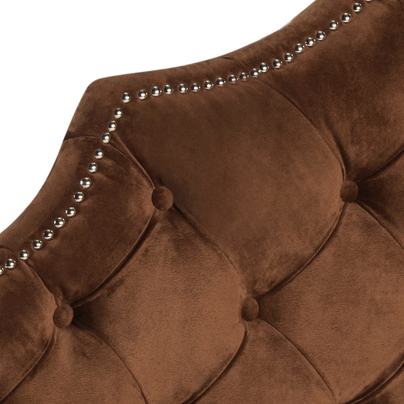 SAFAVIEH Brianna Taupe Linen Upholstered Tufted Headboard - Silver Nailhead (Queen)