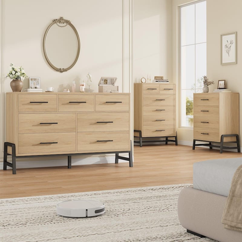 4/6/7 Drawer Dresser for Bedroom, Freestanding Wooden Storage Chest