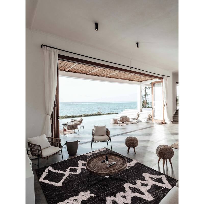 ECARPETGALLERY Hand-knotted Looma Black Wool Rug - 8'3 x 10'0