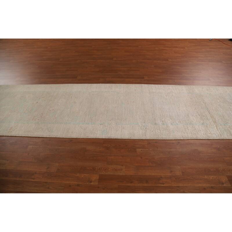 Oushak Oriental Runner Rug Handmade Vegetable Dye Wool Carpet - 3'1"x 11'10"