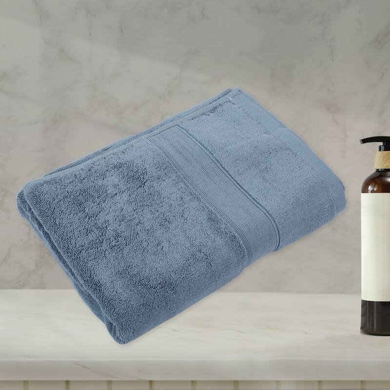 1 Pcs Cotton Bath Towel, Plain Soft Absorbent Cotton Bath Towel, 27.56" x 55.12" - Blue