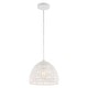 preview thumbnail 60 of 115, Jigu 1-Light Woven Rattan/Iron LED Pendant, by JONATHAN Y 10.25" - White