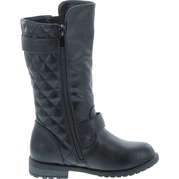 girls flat black boots