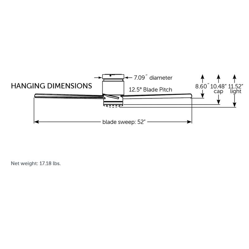 Fanimation Kwartet 52 inch Indoor/Outdoor Ceiling Fan with LED Light Kit and Remote - Brushed Nickel