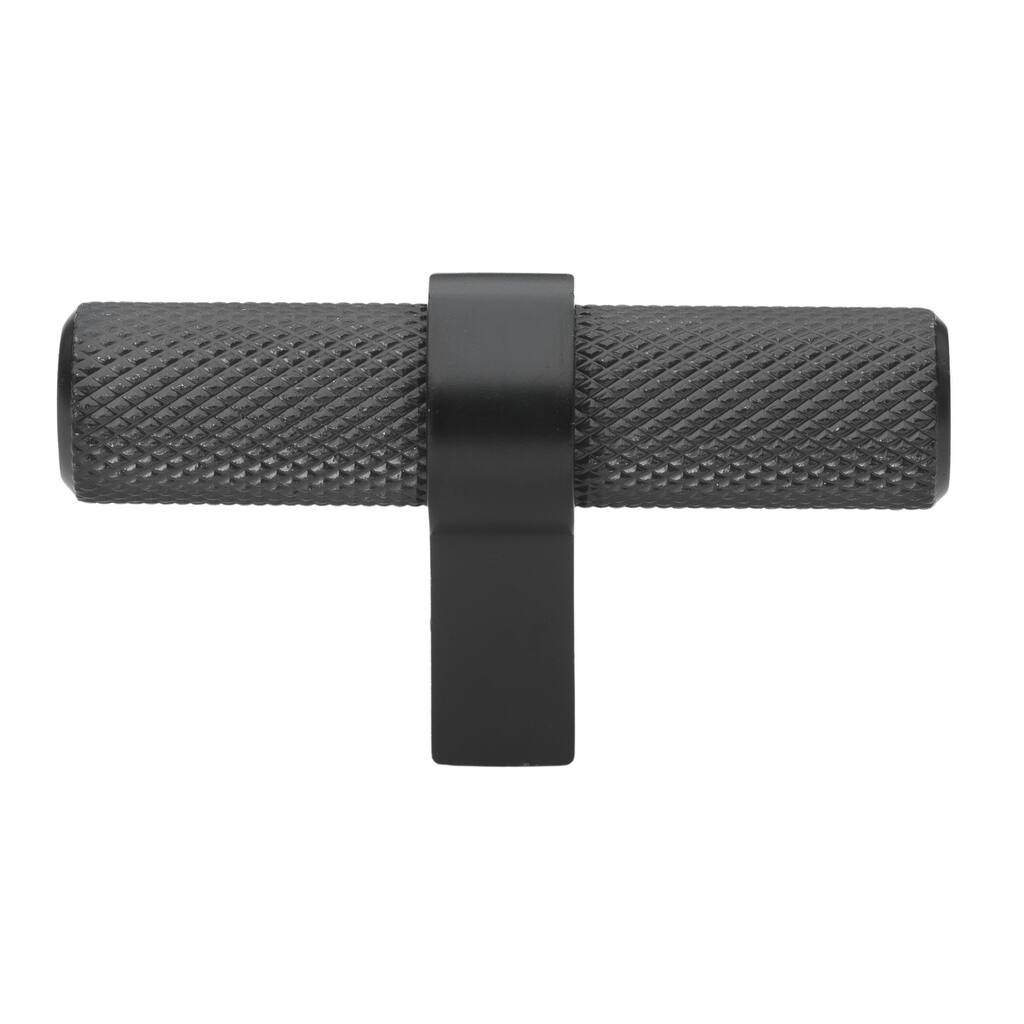 2.25 in Matte Black European Knurled Solid Steel Cabinet T-Bar (Pack of 10) - Matte Black
