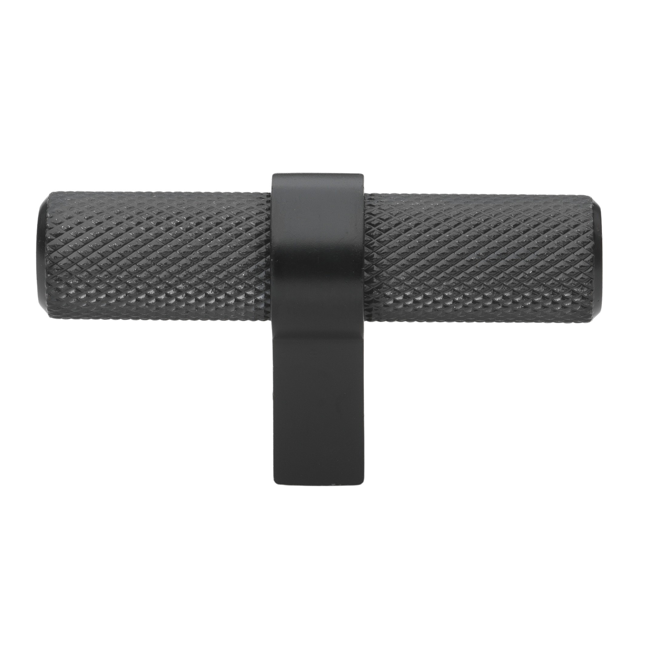 2.25 in Matte Black European Knurled Solid Steel Cabinet T-Bar (Pack of 10) - Matte Black