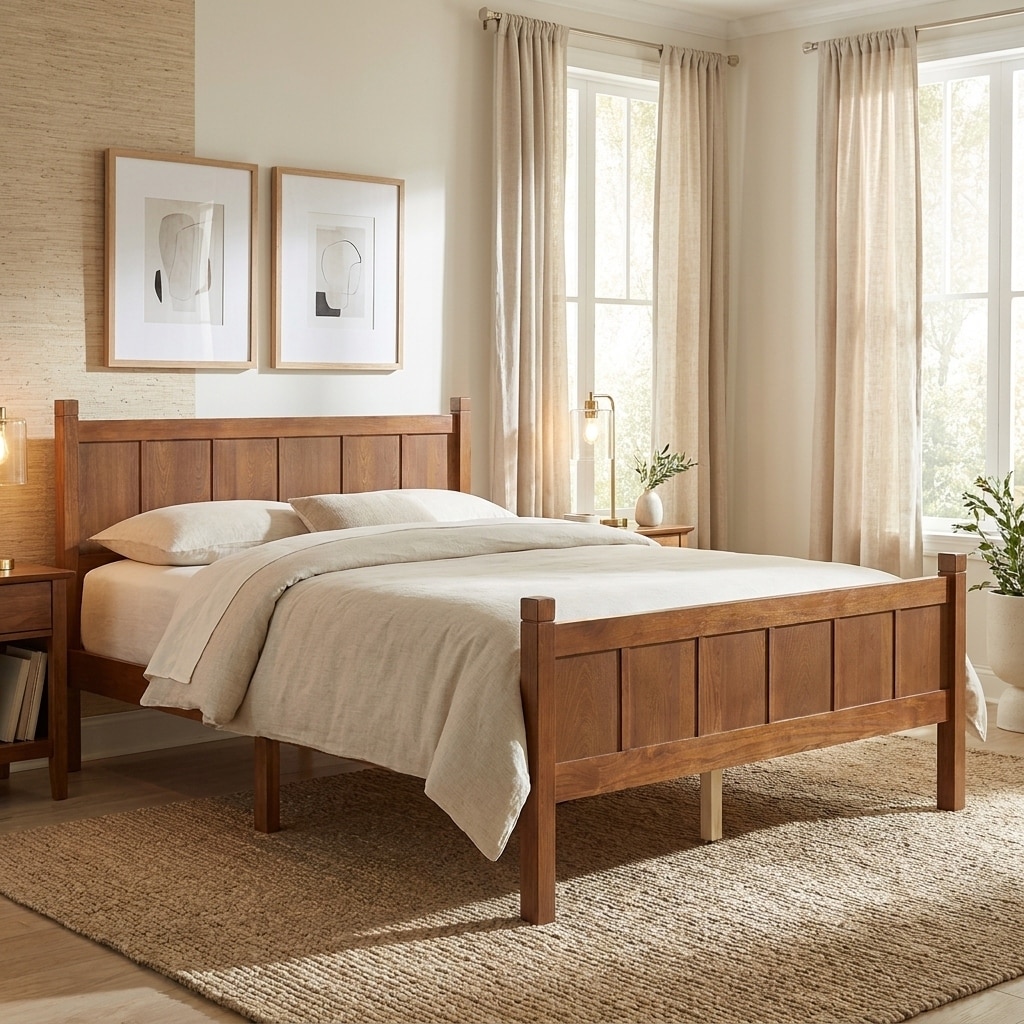 Minimalist Wood Grain Platform Bed Frame with Headboard & Footboard by Harper&Bright Designs