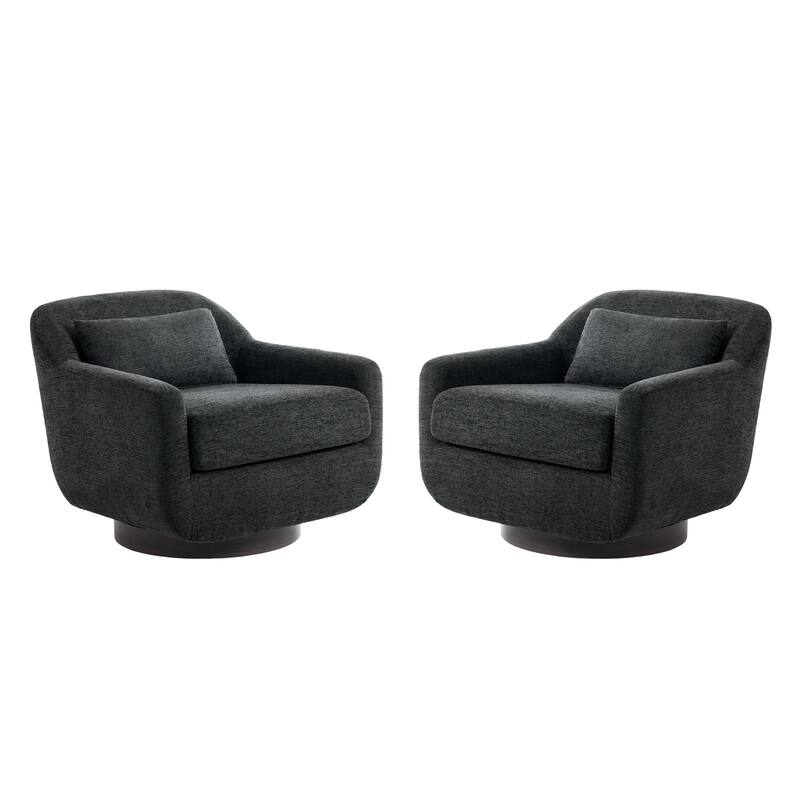 Chenille 360-Degree Swivel Chairs With Lumbar Pillow (Set of 2)