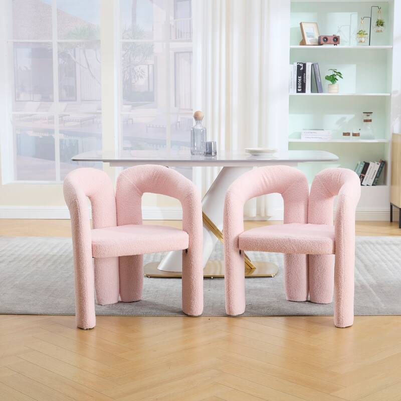 Velvet Fabric Upholstered Accent Chair Set of 2 - Pink