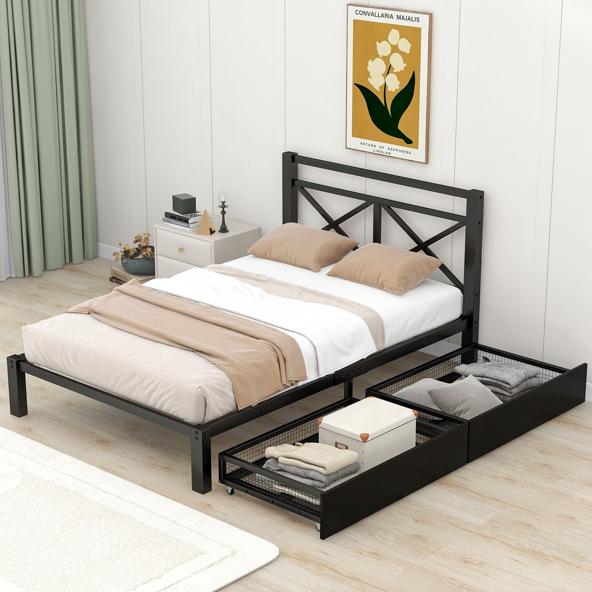 Single iron bed with storage 2025
