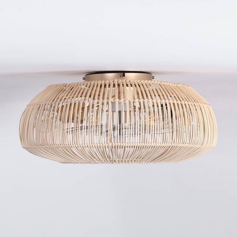 20" 4-Light Farmhouse Flush Mount Ceiling Fan with Light