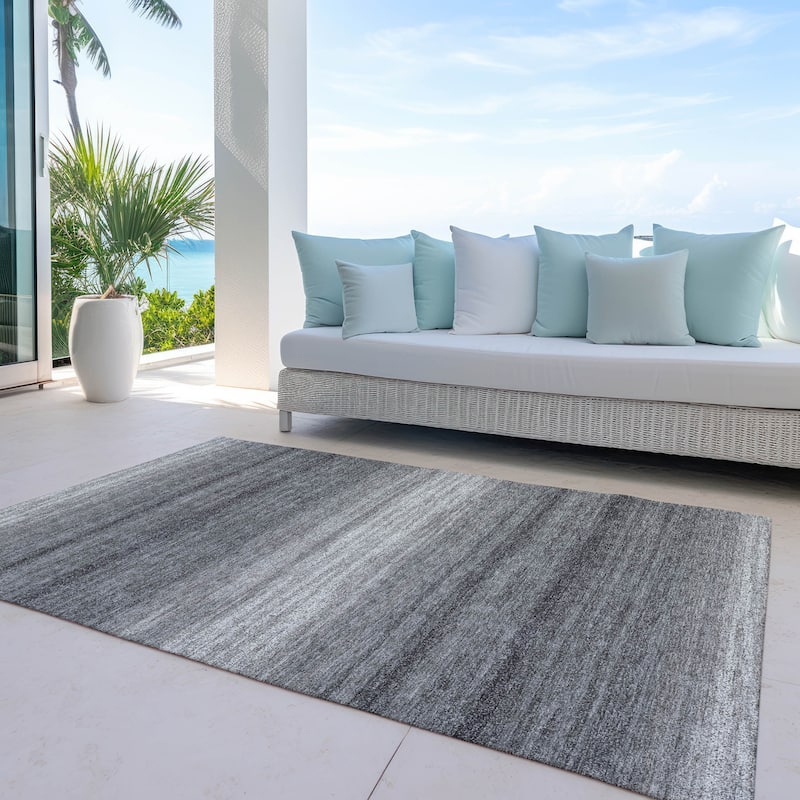 Machine Washable Indoor/ Outdoor Ombre Stripe Chantille Rug