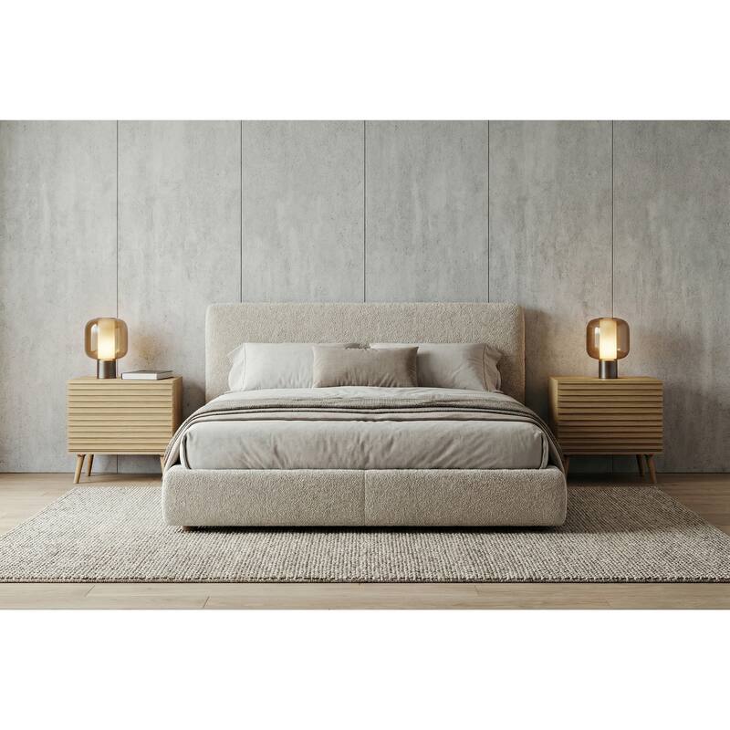 HomeRoots Set of Two 23" Natural Solid Wood Ribbed Texture Two Drawer Nightstand - Natural - 2-drawer