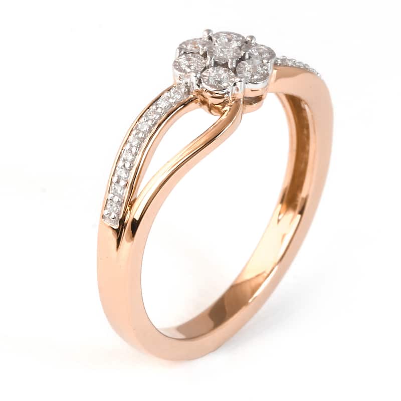 1/10ct TDW Diamond Floral Cluster Ring in Silver for Women