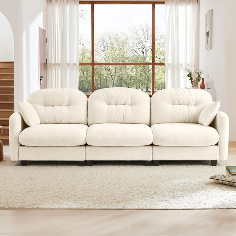 107" Modular Sectional Sofa, Oversized 3-Seater Couch with Tufted Back, Deep Seat Chenille Sofa for Living Room & Apartment