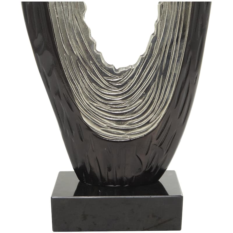 Black or Gold Aluminum Metal Teardrop Abstract Decorative Sculpture with Black Base