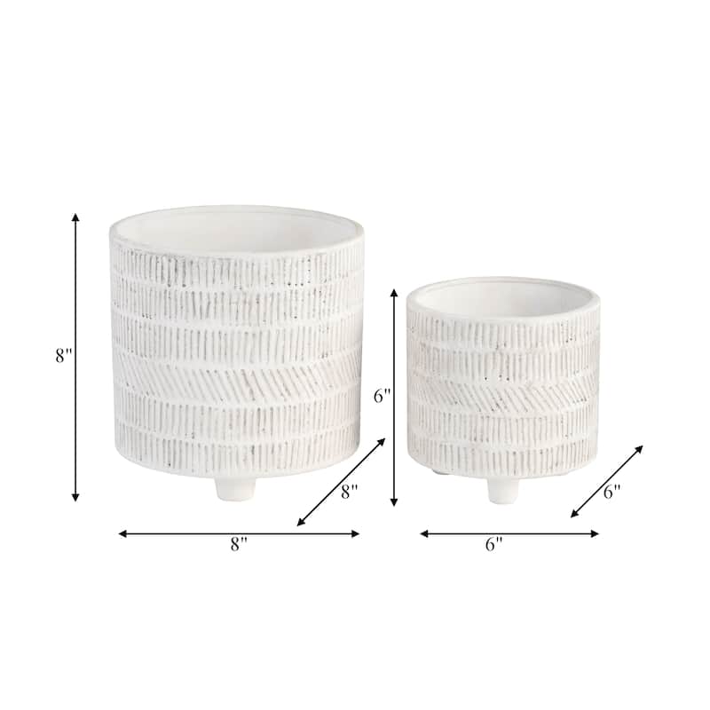Ceramic Patterned Footed Planter - Set of 2 - 6" - 8"