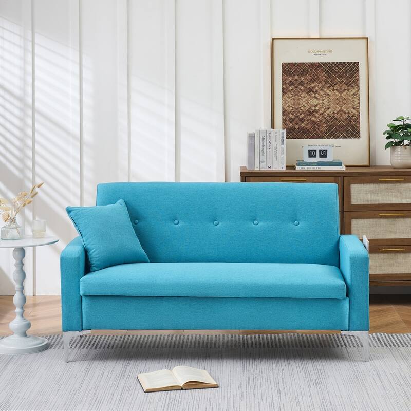 57" Modern Loveseat Sofa with Storage for Living Room - Blue