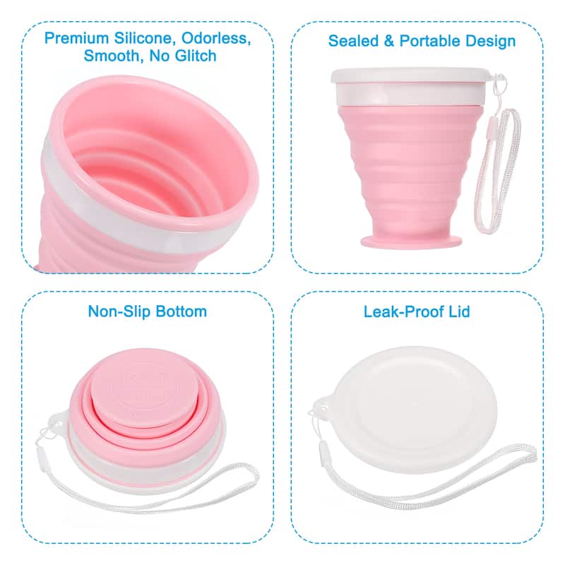 2pcs Collapsible Water Bottle, 200mL Travel Folding Cup for Camping