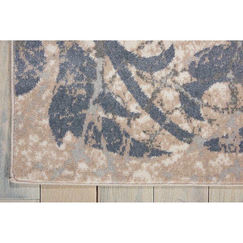 Power Loomed Distressed Floral Traditional Modern Stain Resistant Area Rug - 153' X '111' X '0.5