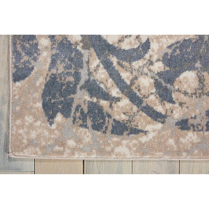 Kawup Distressed Floral Traditional Modern Non Skid Stain Resistant Area Rug By HomeRoots - 87' X '63' X '0.5
