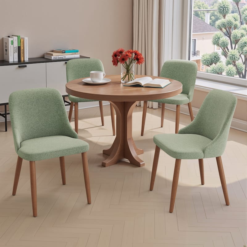 Modern Dining Chair Upholstered Accent Chairs with Solid Wood Legs