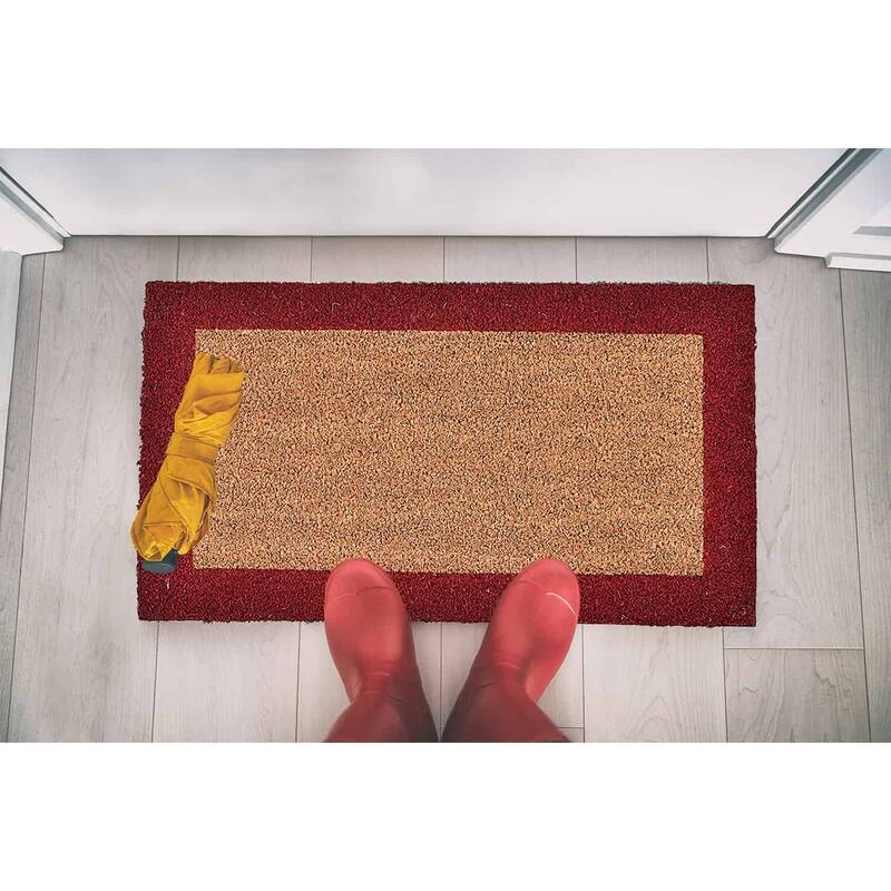 Sheltered Front Door Mat Coir Coco Fibers Rug 24x13 Natural-Border