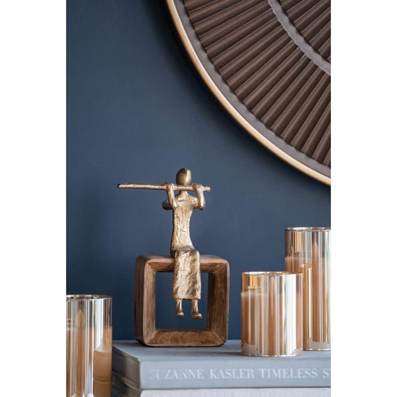 Musician Figure with Flute - 8.5" - Gold