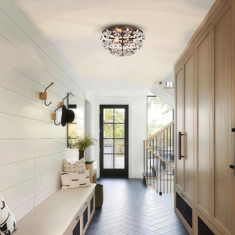 Rosa 3-Light Glam Daisy Flower Crystal Blossom Flush Mount