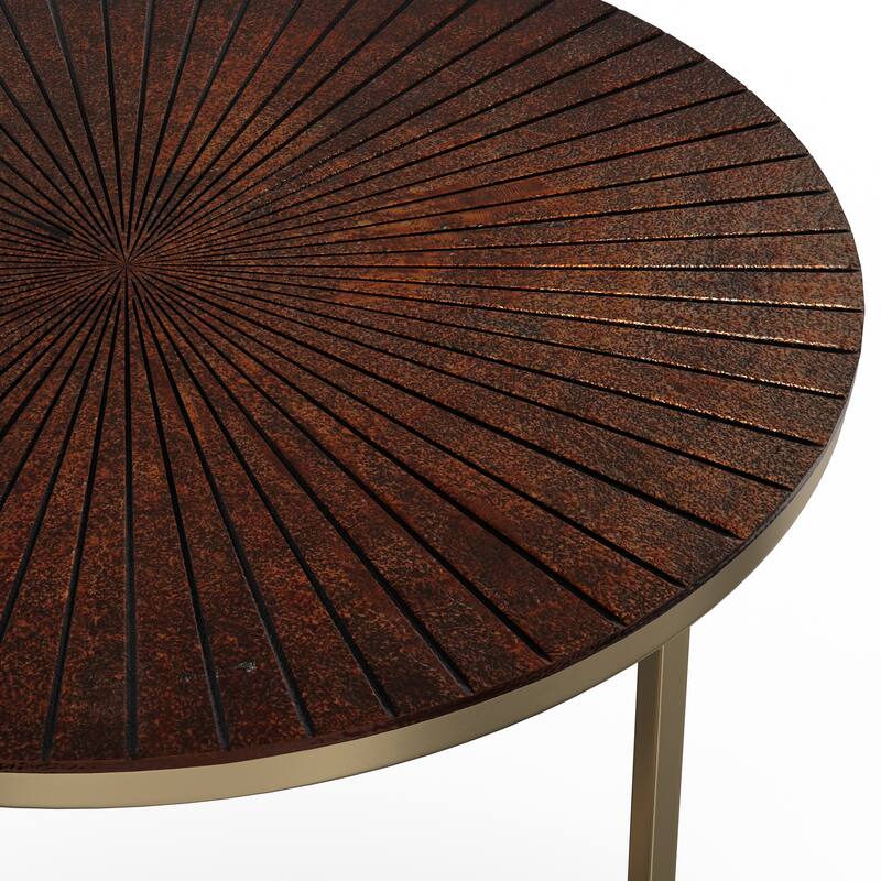WYNDENHALL Oakdale Contemporary 18 inch Wide Metal Nesting table in Antique Nickel, Antique Copper, Fully Assembled