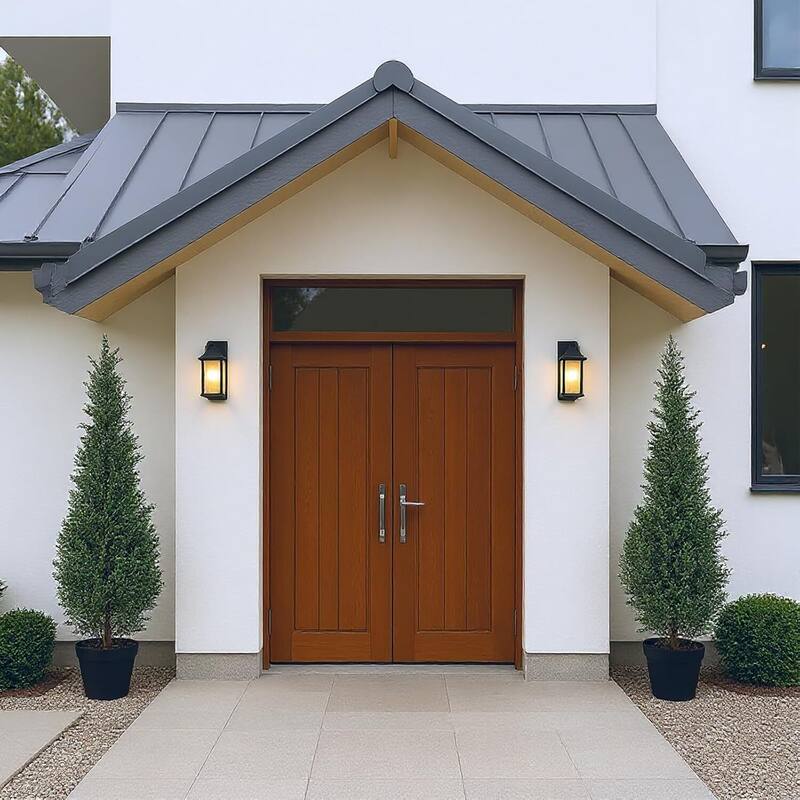 Set of 2 Artificial Cedar Topiary Trees for Home Decor Potted Fake Cypress Tree