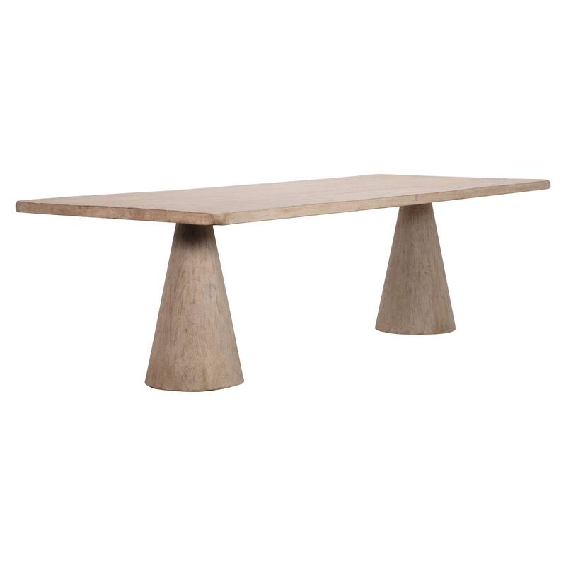 Hayes 108" Rectangular Reclaimed Pine Double Cone Shaped Pedestal Base Dining Table