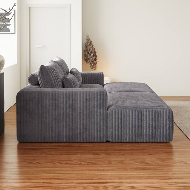 102" Modular Couch Cloud Plush Loveseat Sectional Sofa with 2 Ottoman