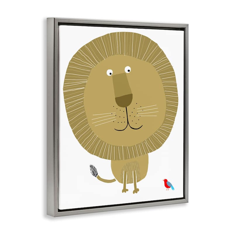 Stupell Friendly Lion & Bird Framed Floater Canvas Wall Art Design By Carla Daly