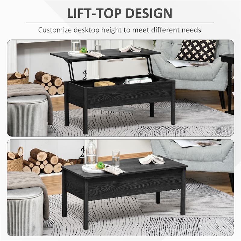 39" Modern Lift Top Coffee Table Desk With Hidden Storage Compartment