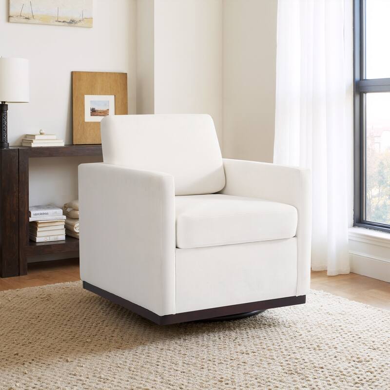 Modern Upholstered Swivel Accent Arm Chair - Beige