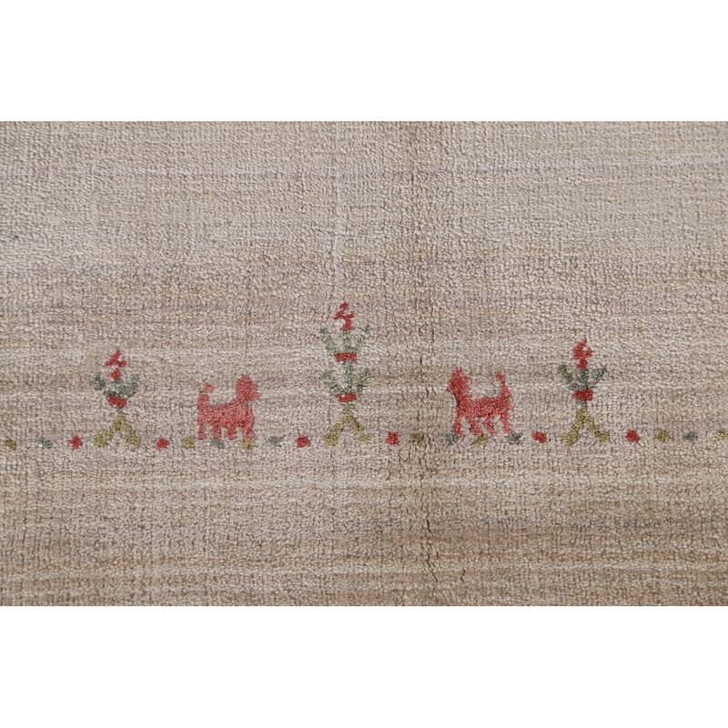 Tribal Gabbeh Oriental Area Rug Hand-Knotted Wool Carpet - 8'1" x 9'9"