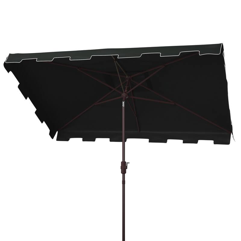 SAFAVIEH Outdoor Living Zimmerman 6.5 x 10-foot Rectangularangular Market Umbrella - Black/White