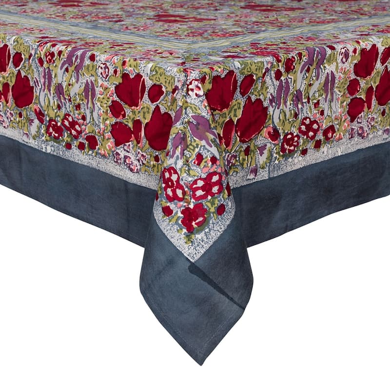 Couleur Nature Jardine Square Tablecloth - Red/Grey Square - 59-inches by 59-inches