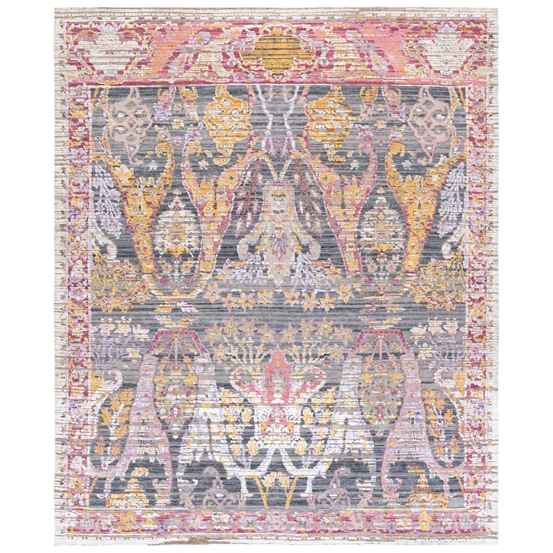 SAFAVIEH Hand-Knotted Jewel of India Adamantia Wool Rug - 9' x 12' - Grey/Pink